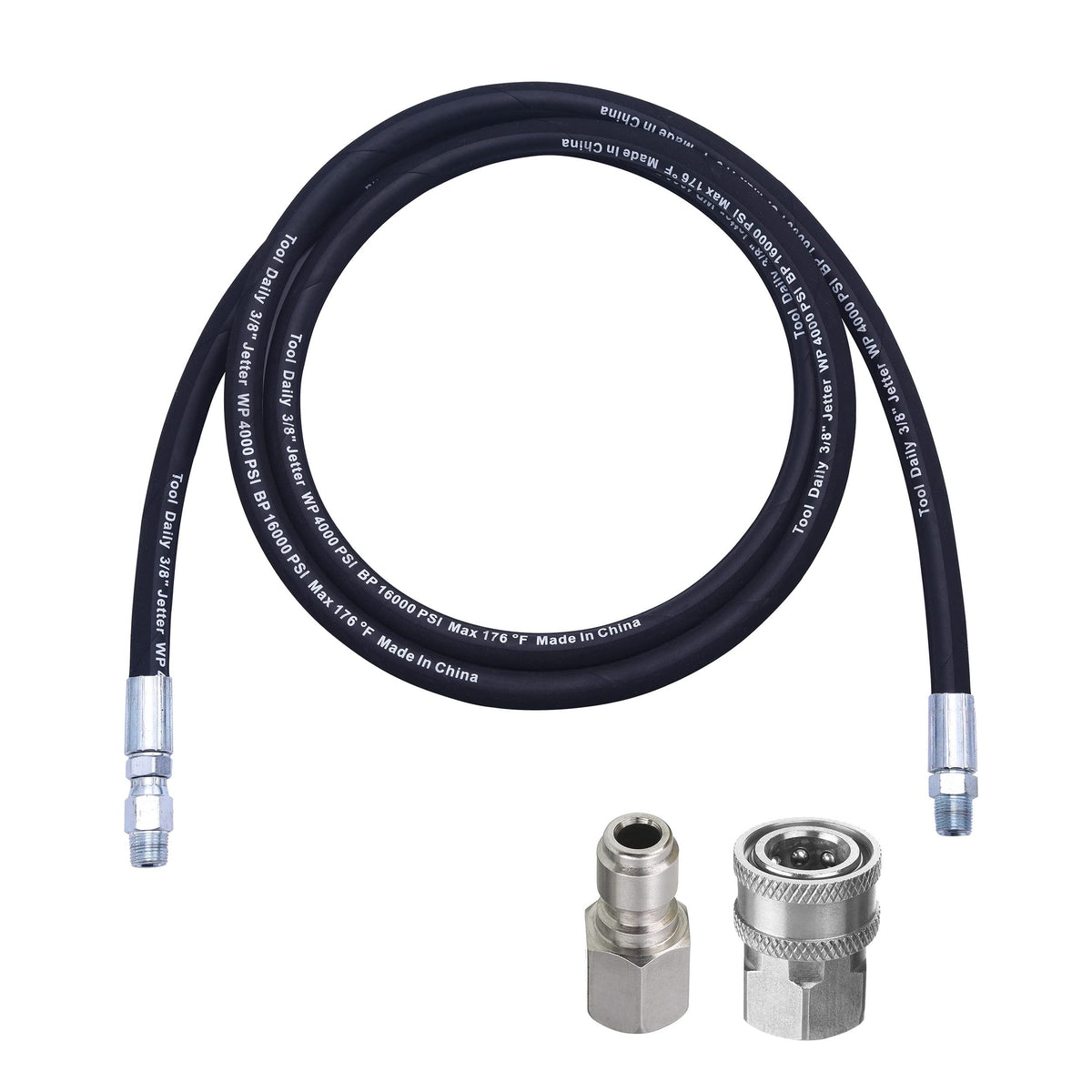 Tool Daily pressure washer whip hose 8ft with swivel end for easy reel connections