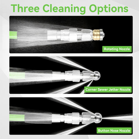Tool Daily rotating sewer nozzle for even cleaning inside pipes.