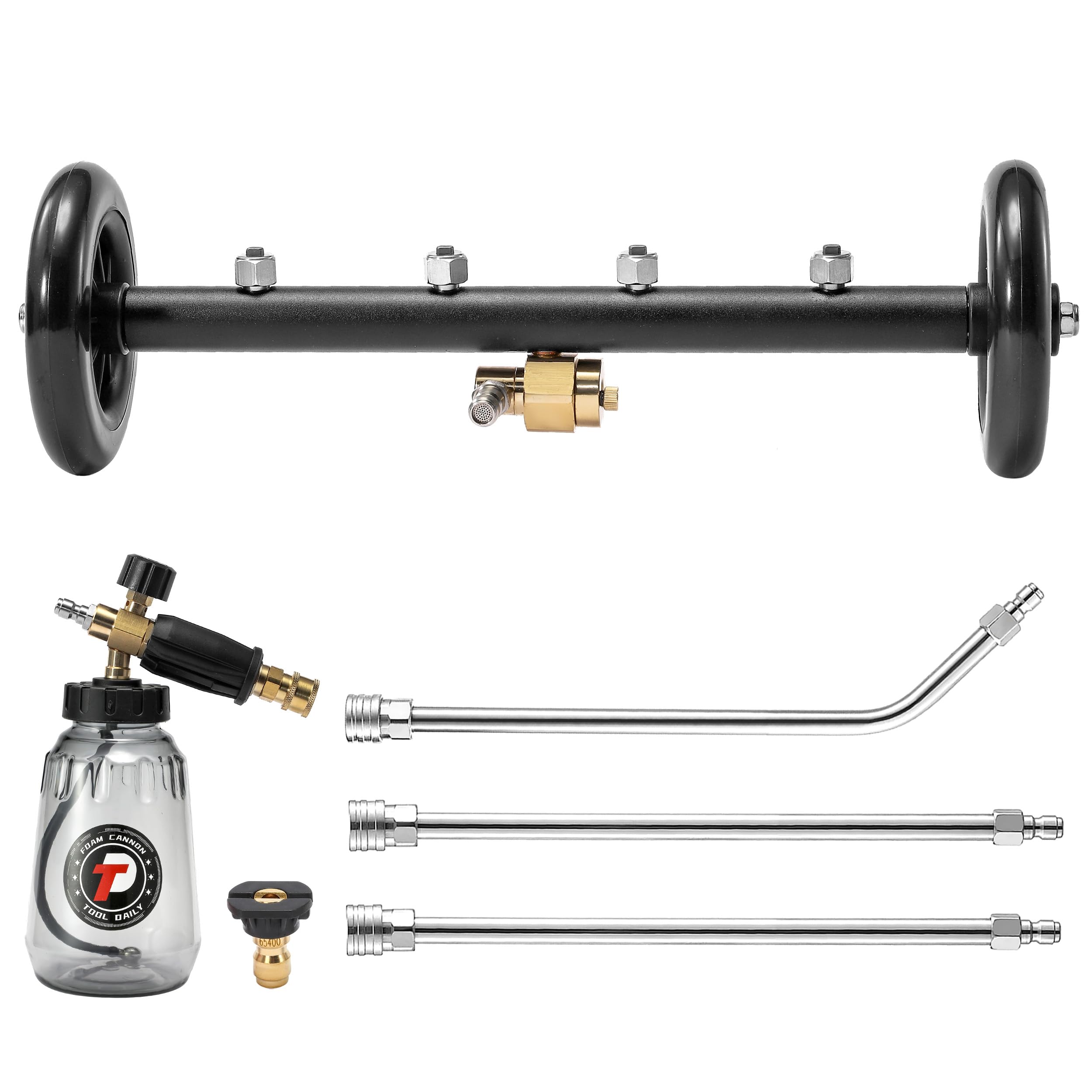 Tool Daily undercarriage washer with 16 inch foam cannon for deep underbody cleaning.