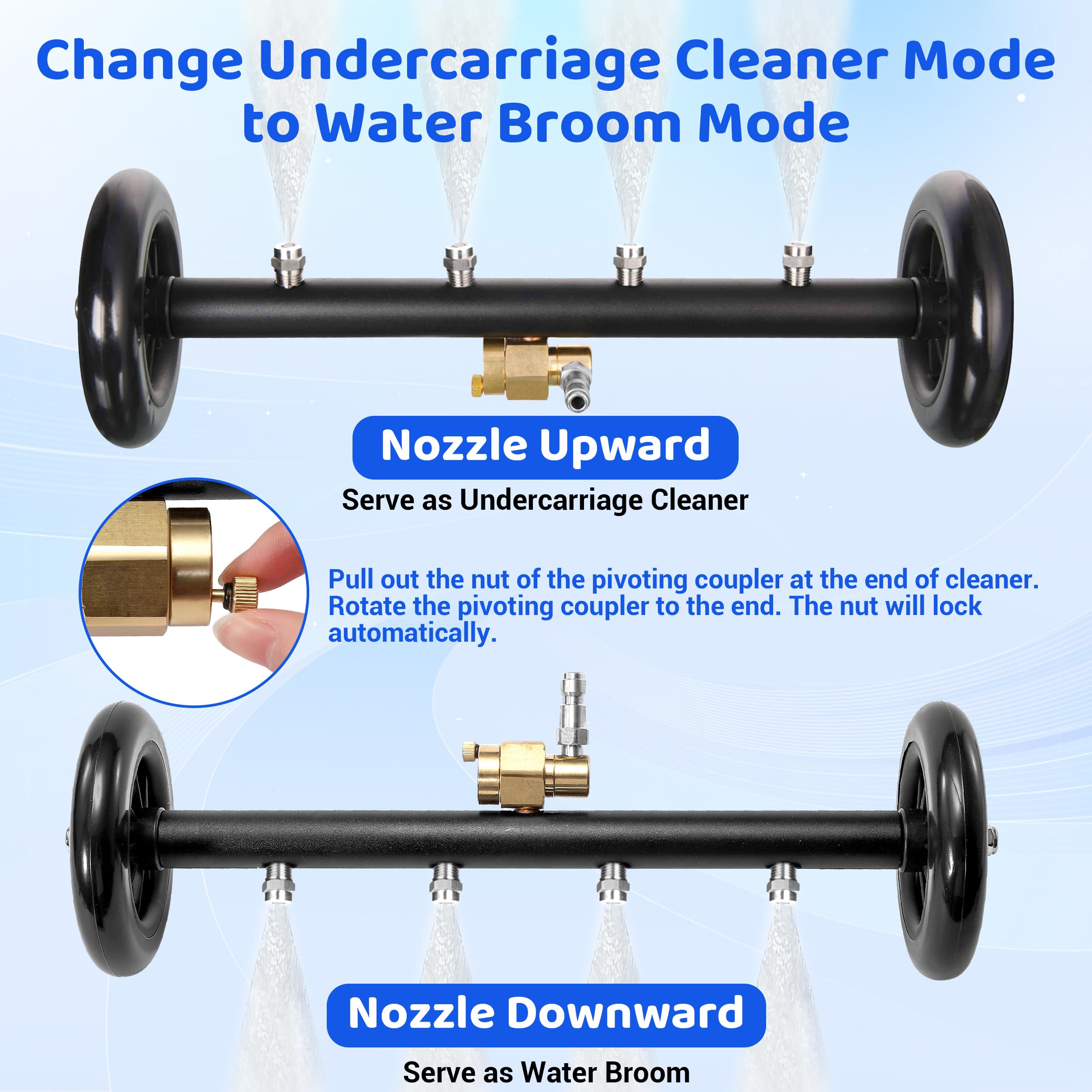 Tool Daily water broom mode demonstrates quick surface cleaning of driveways and decks.