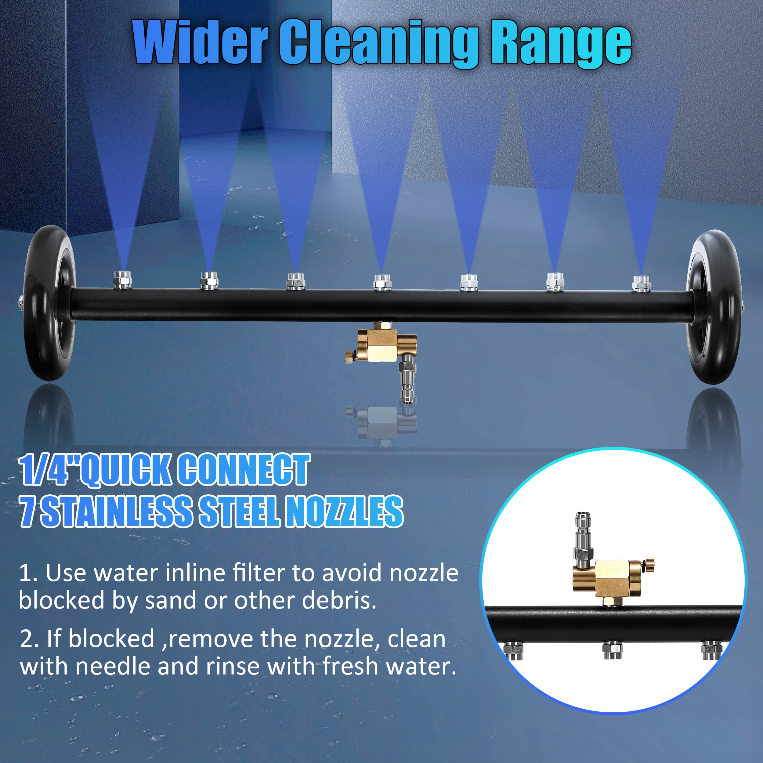 Tool Daily water inline filter prevents nozzle clogging and extends tool life.