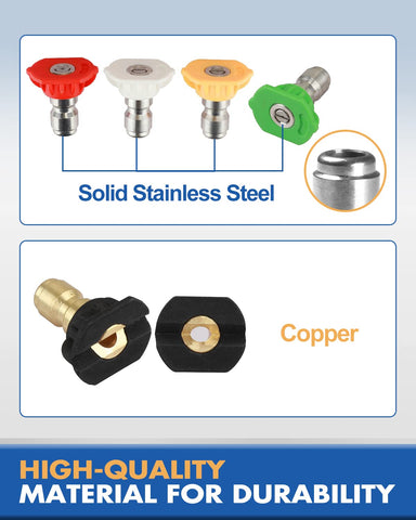 Toolcy 25-degree stainless steel nozzle for balanced cleaning.