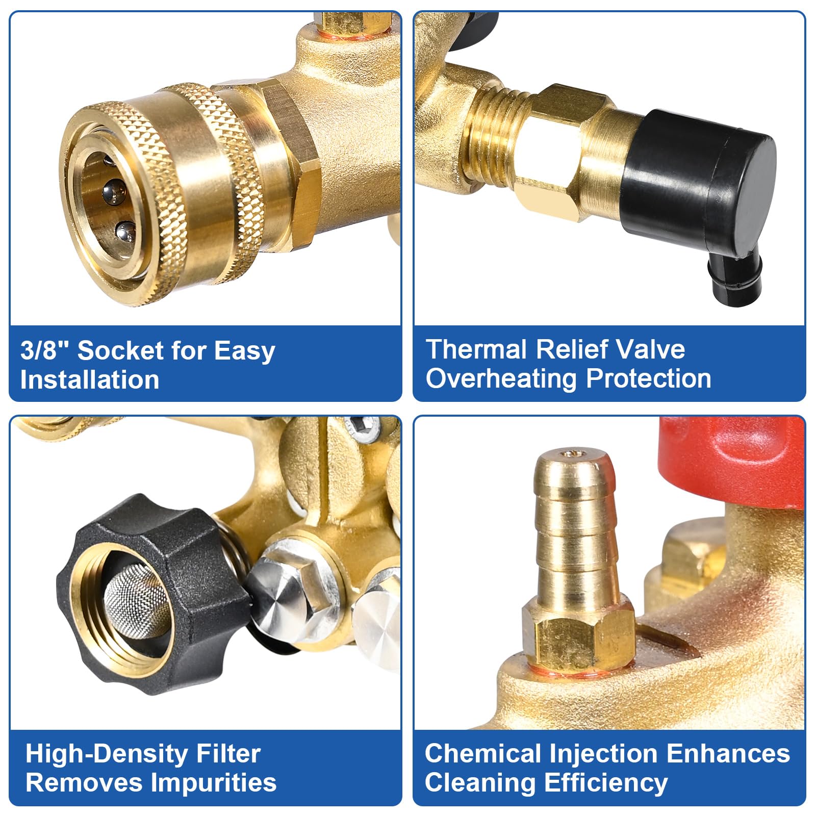 Toolcy five nozzle tips set for adjustable spray patterns.