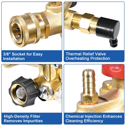 Toolcy five nozzle tips set for adjustable spray patterns.