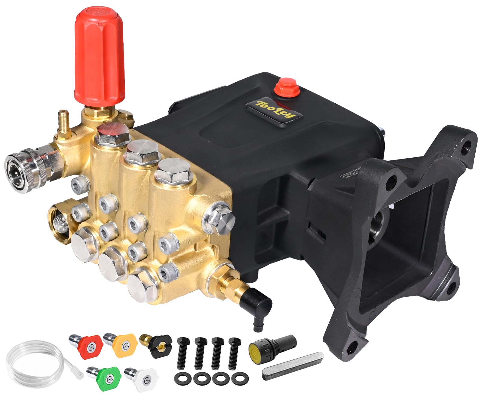 TOOLCY pump exterior front view, rugged build for demanding gas pressure washers.