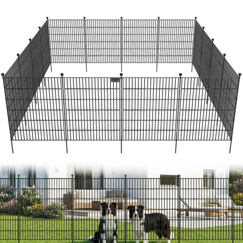Toolterritary 10-panel no-dig fence with gate provides durable outdoor barrier for pets.