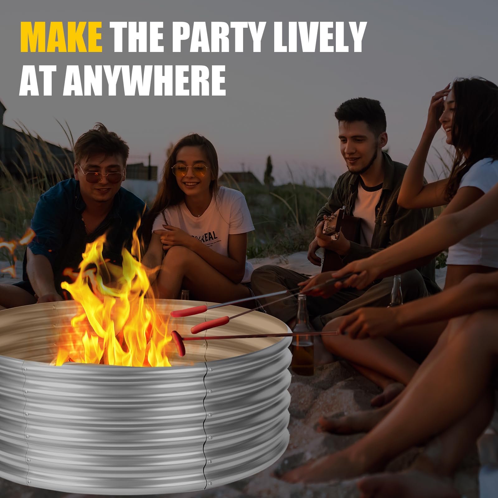 Toolterritary galvanized steel fire ring outer shell resists rust for lasting backyard use.