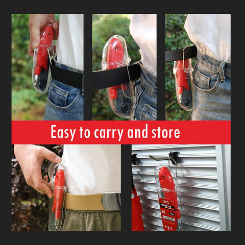 Toolux 5-inch blade cuts dry wood and small branches up to two inches.