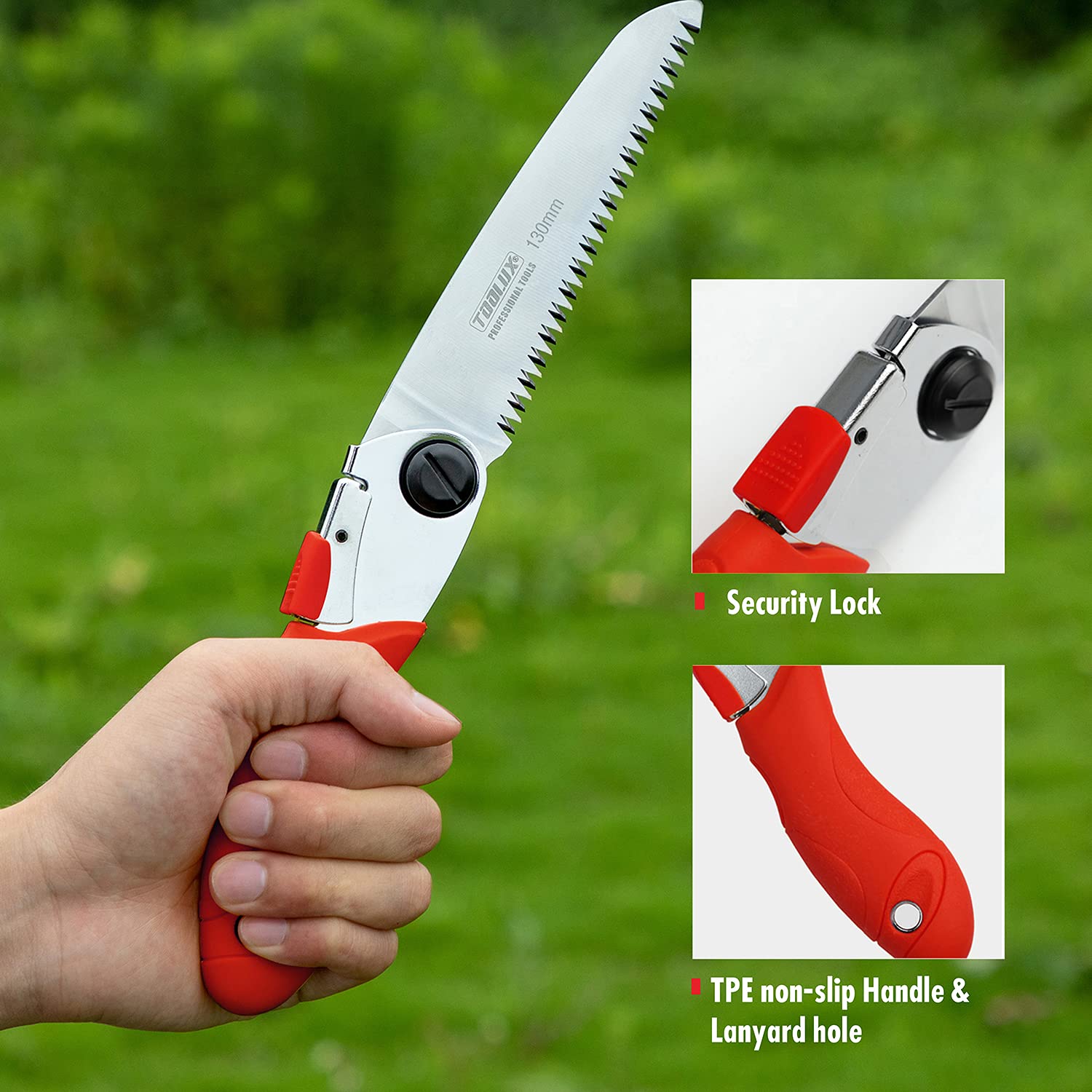 Toolux replacement blade with coin-access design for easy blade changes.
