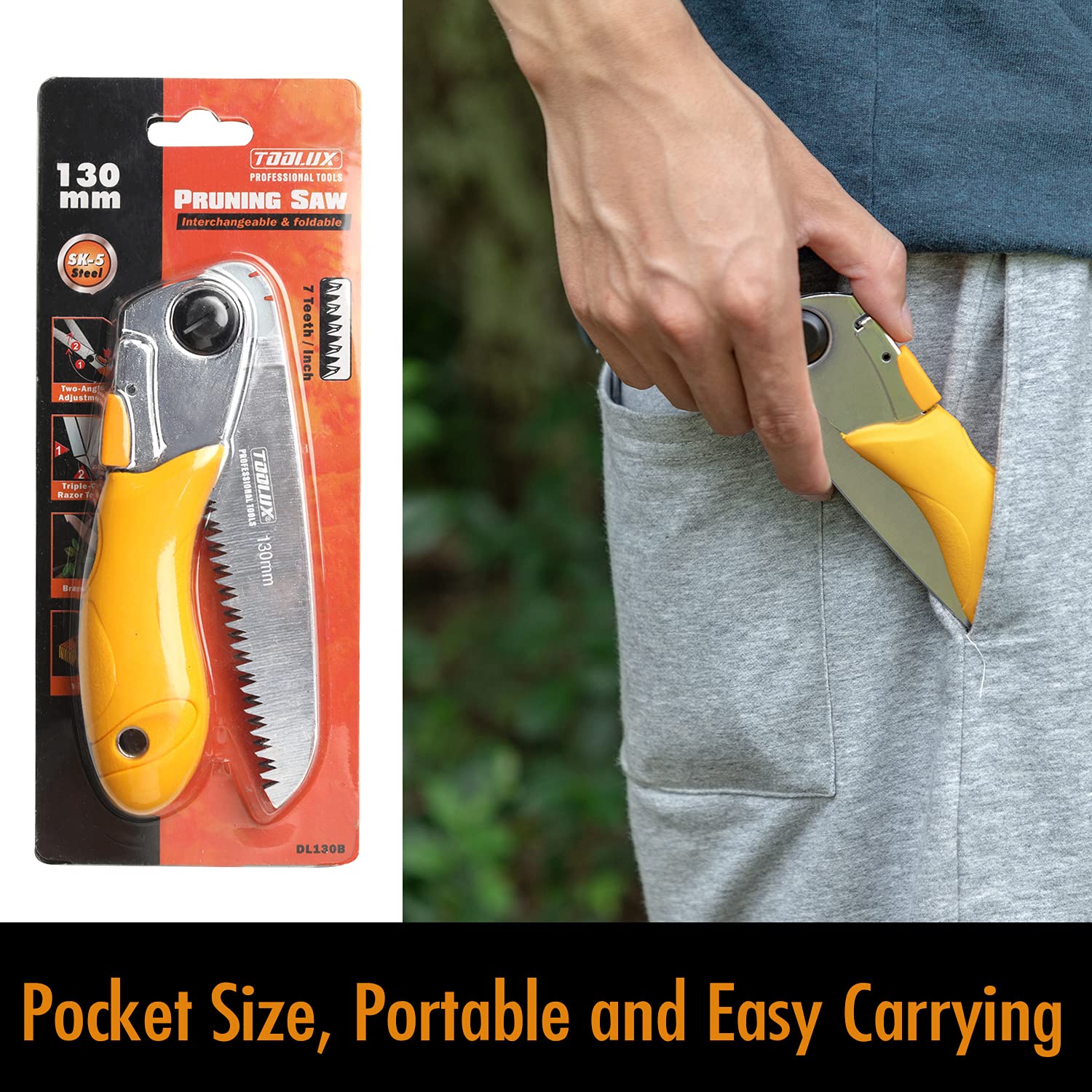 Toolux compact saw ready for pocket or pack.