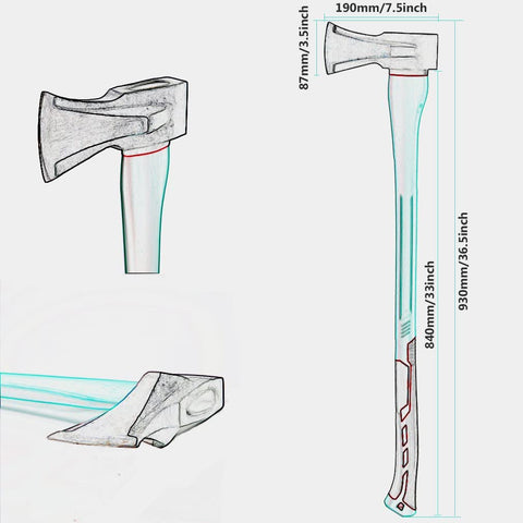 Toolzeen splitting axe head with wing design for balanced, efficient swings.