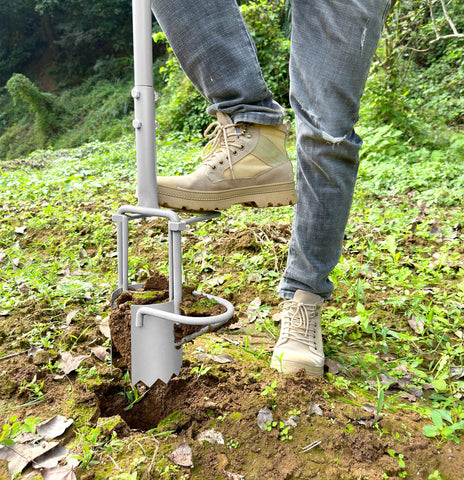 Toolzeen bulb planter 5-in-1 design for planting, weeding, sod plugs, soil sampling