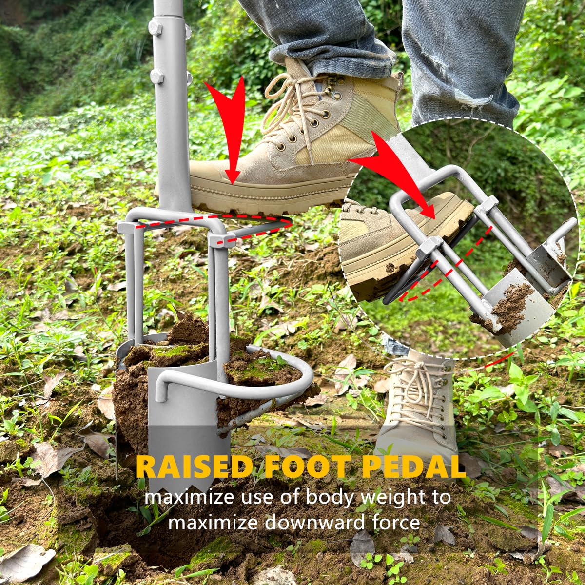 Toolzeen bulb planter foot plate aids precise depth during planting