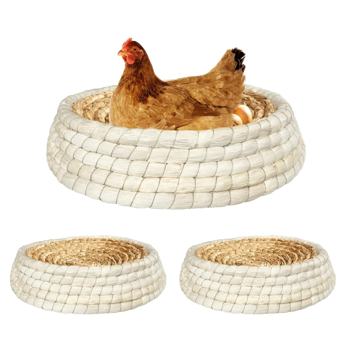 Toolzeen chicken nest pad in coop, wide view showing ample laying space.