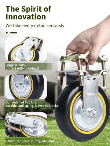 TOOPTATE heavy-duty galvanized bracket and PVC tire ensure durability.
