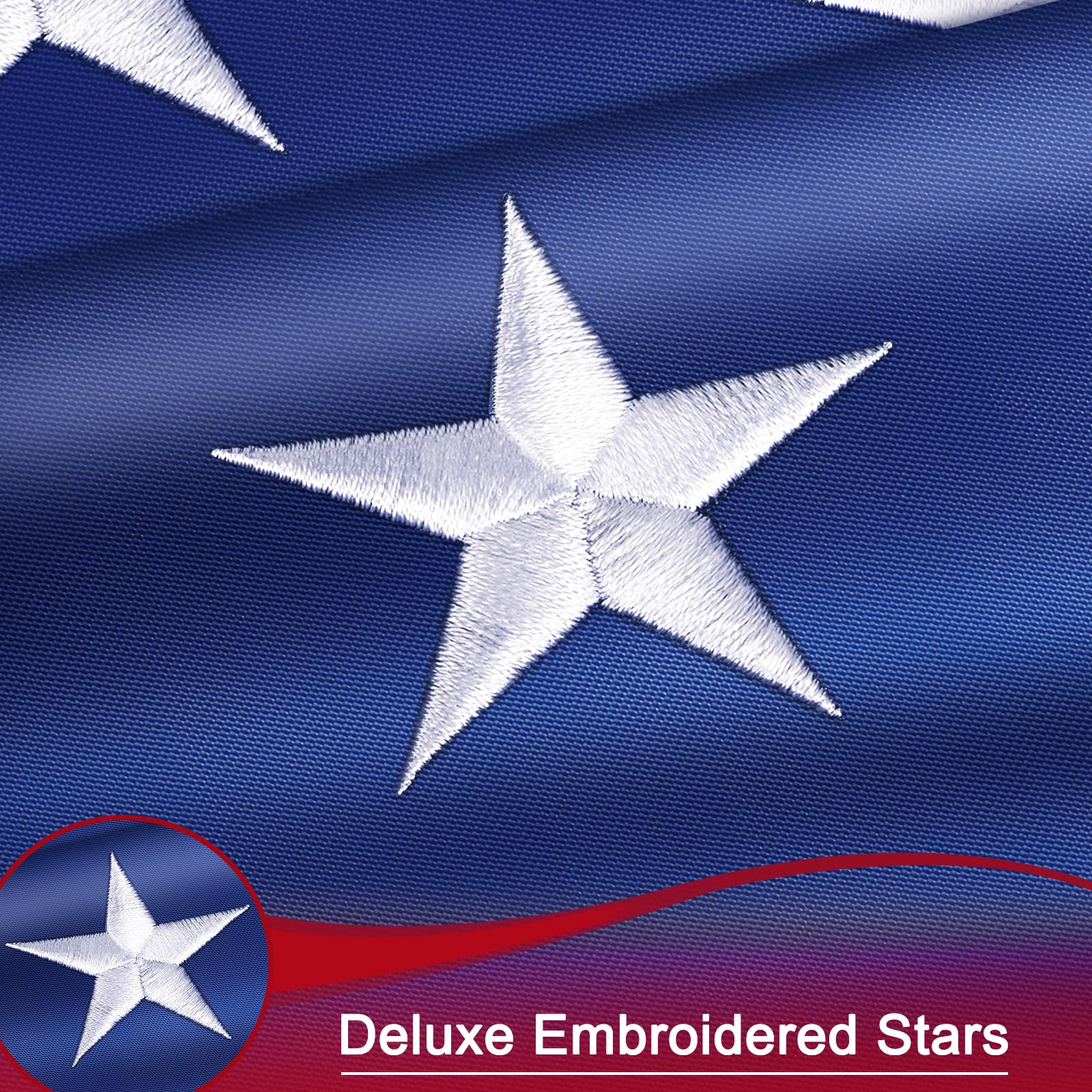 TOOUP American flag embroidered stars close-up highlighting detailed stitching.