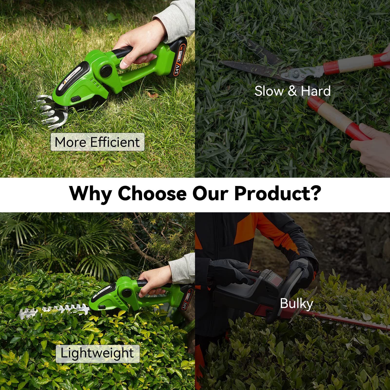 TOOVEM safety lock prevents accidental starts during trimming.