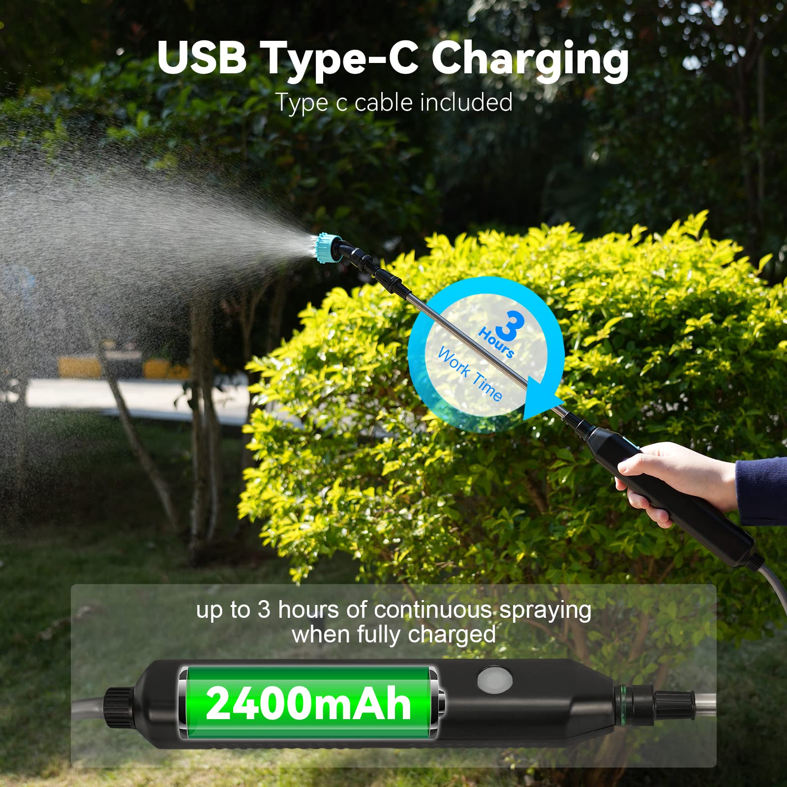 TOOVEM type-C charging port allows quick recharging on the go.