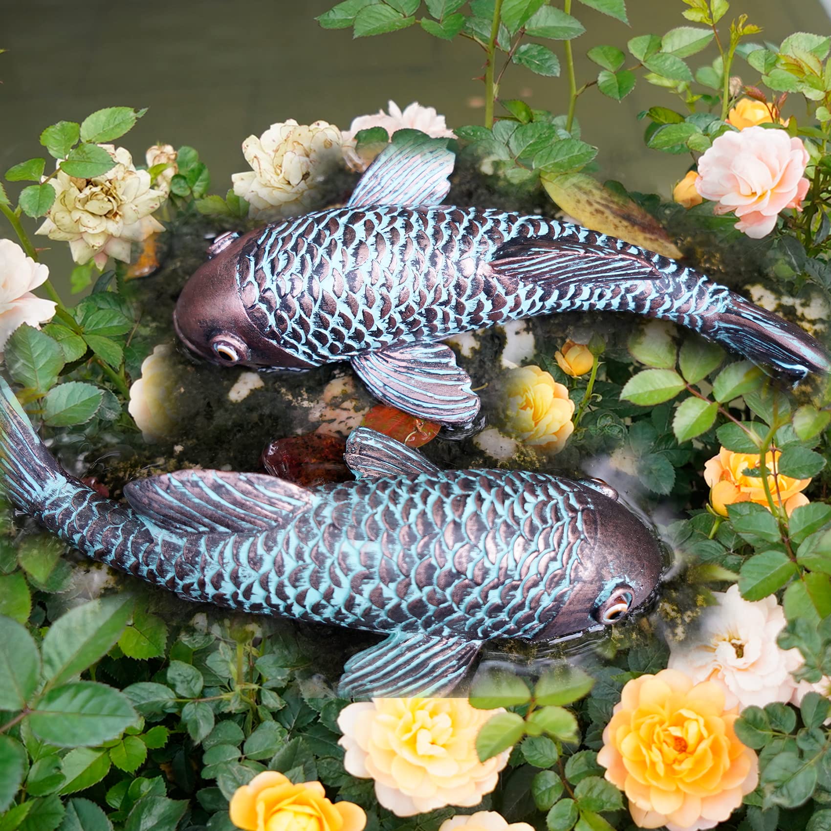Tooyuart antique bronze koi sculpture adds elegant yard art