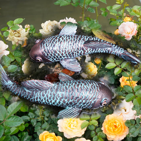 Tooyuart antique bronze koi sculpture adds elegant yard art
