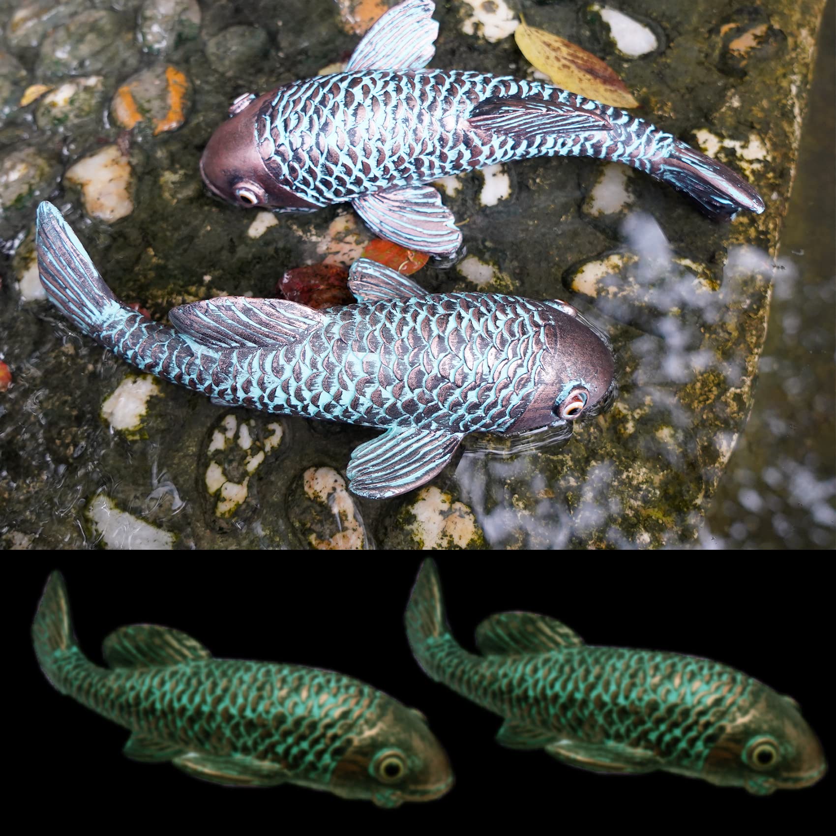 Tooyuart antique koi statues elevate patios and lawns