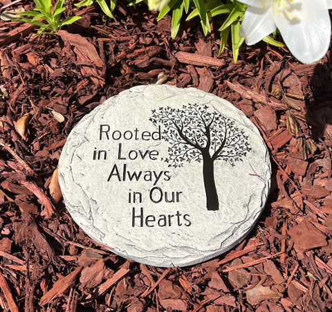 Top Brass Tree of Life stone highlights spiritual tribute and sturdy poly-stone material.