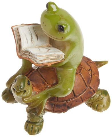 Top Collection green and orange frog scene enhances indoor fairy garden appeal.