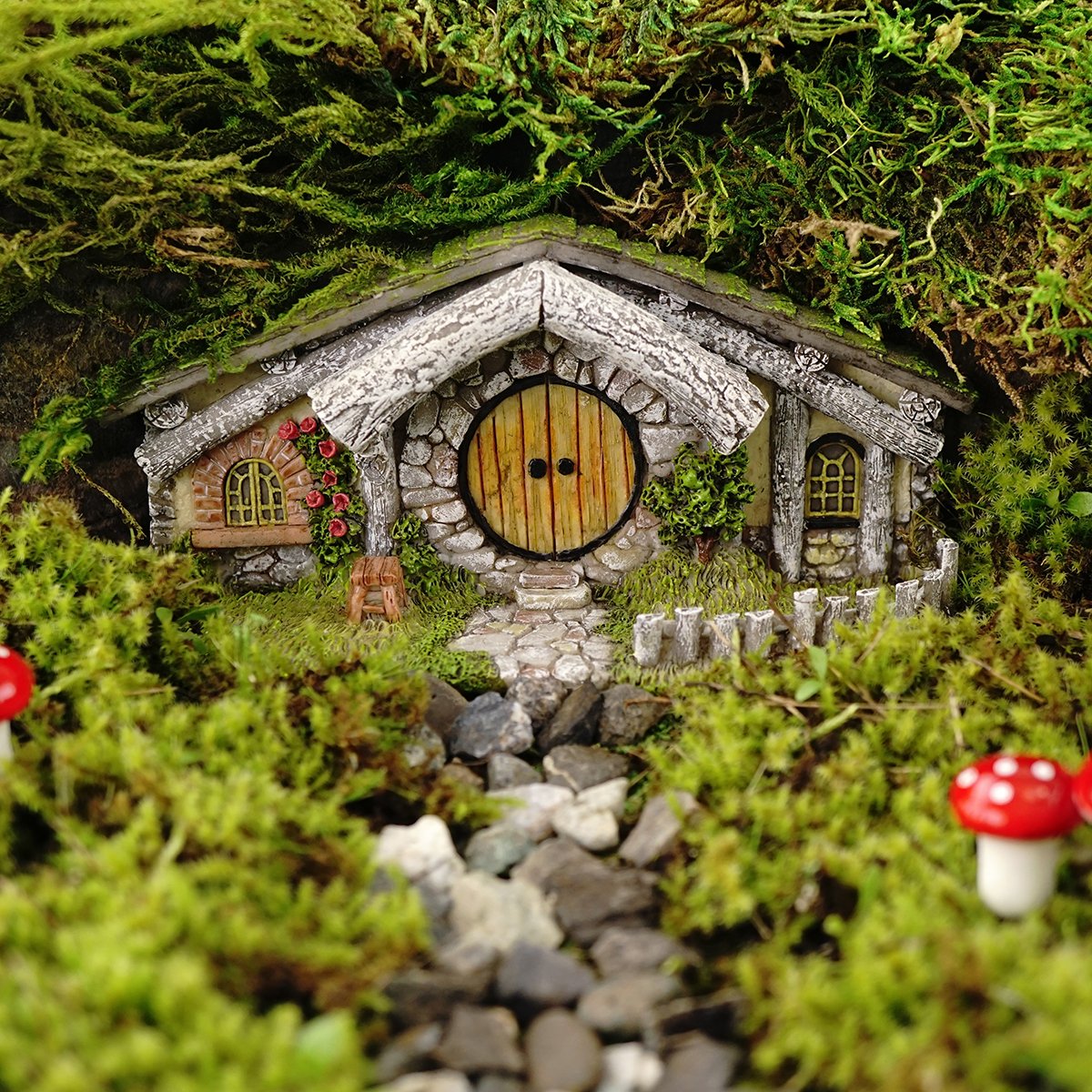 Top Collection Oak Alley Hidden Home hand-painted fairy garden display on a shelf