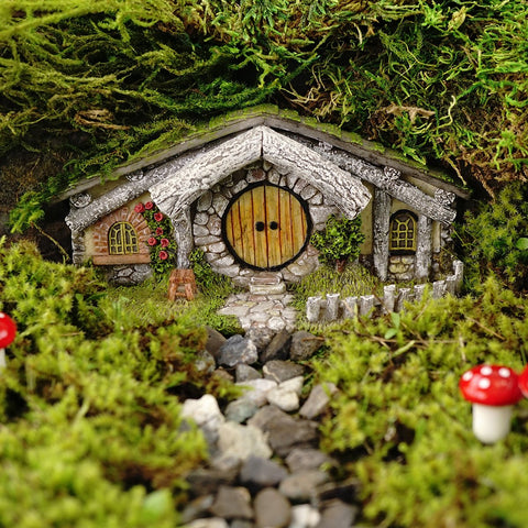 Top Collection Oak Alley Hidden Home hand-painted fairy garden display on a shelf