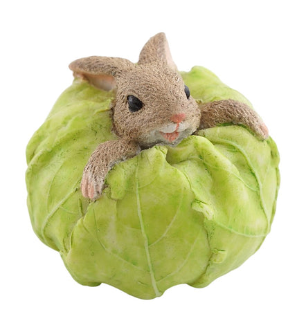 Top Collection rabbit stuck in cabbage statue for fairy gardens adds whimsy and charm.