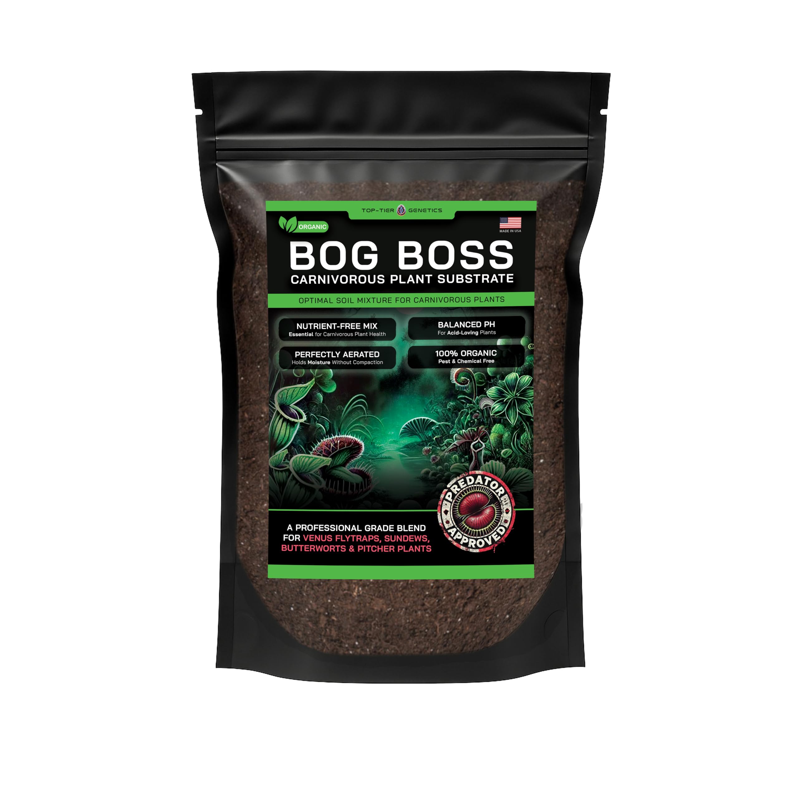 BOG BOSS soil mix showing loose texture for drainage