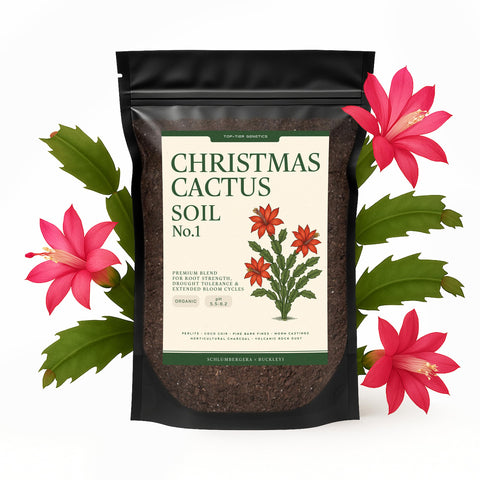 Top Tier Genetics Premium Christmas Cactus Soil bag, ready-to-use mix for healthier roots.