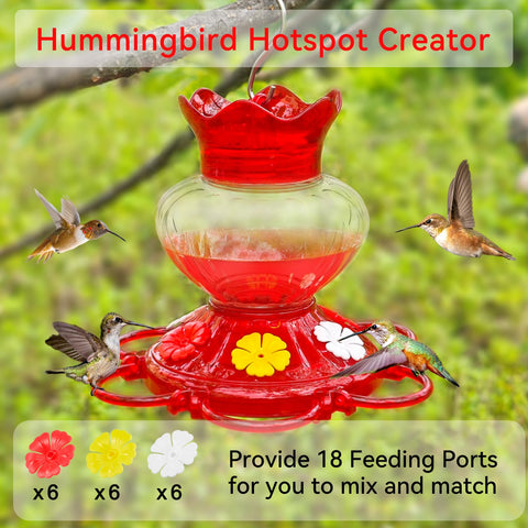 Top Xian six-port design mimicking flowers to attract hummingbirds.