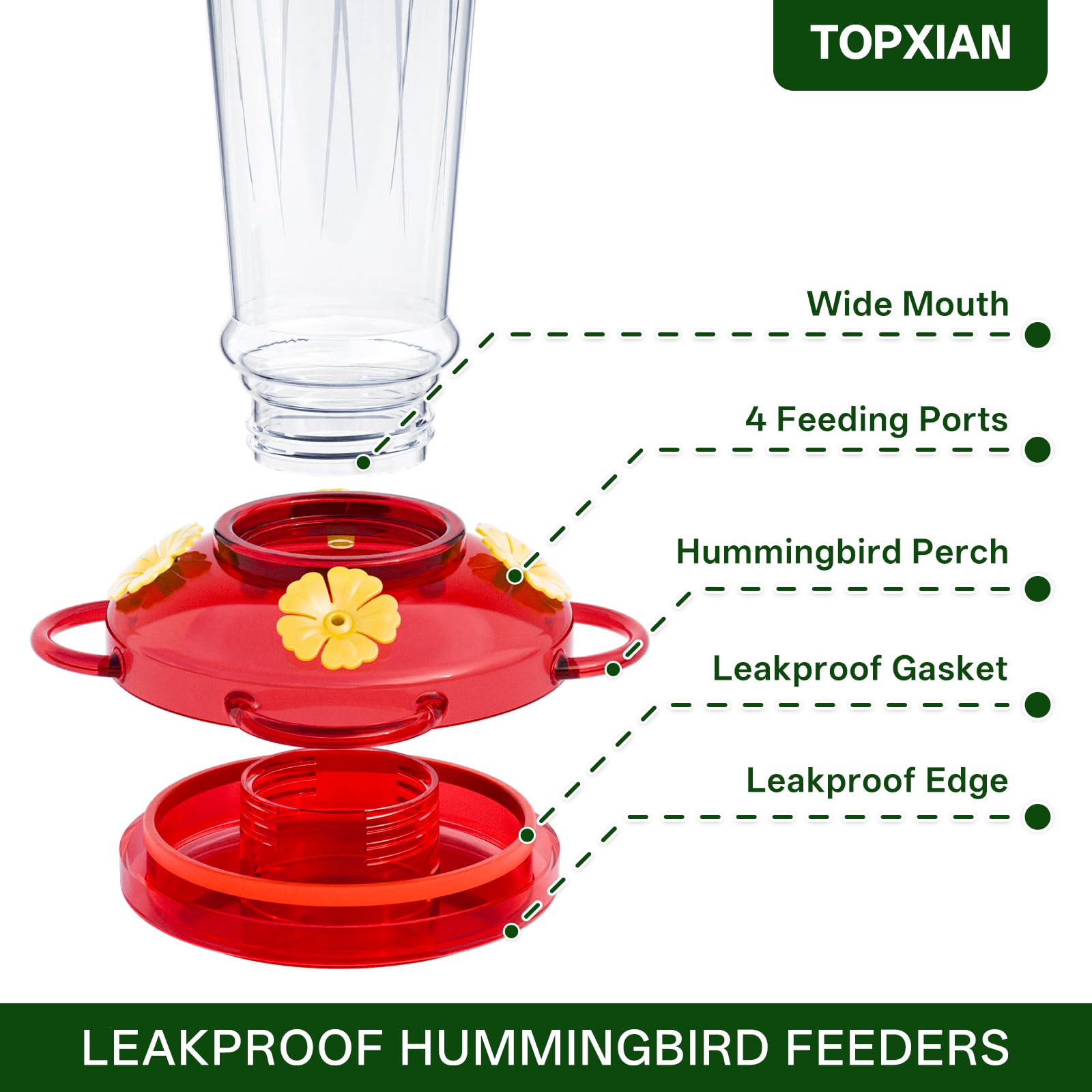 Top Xian hummingbird feeder wide-mouth refill for quick cleaning.