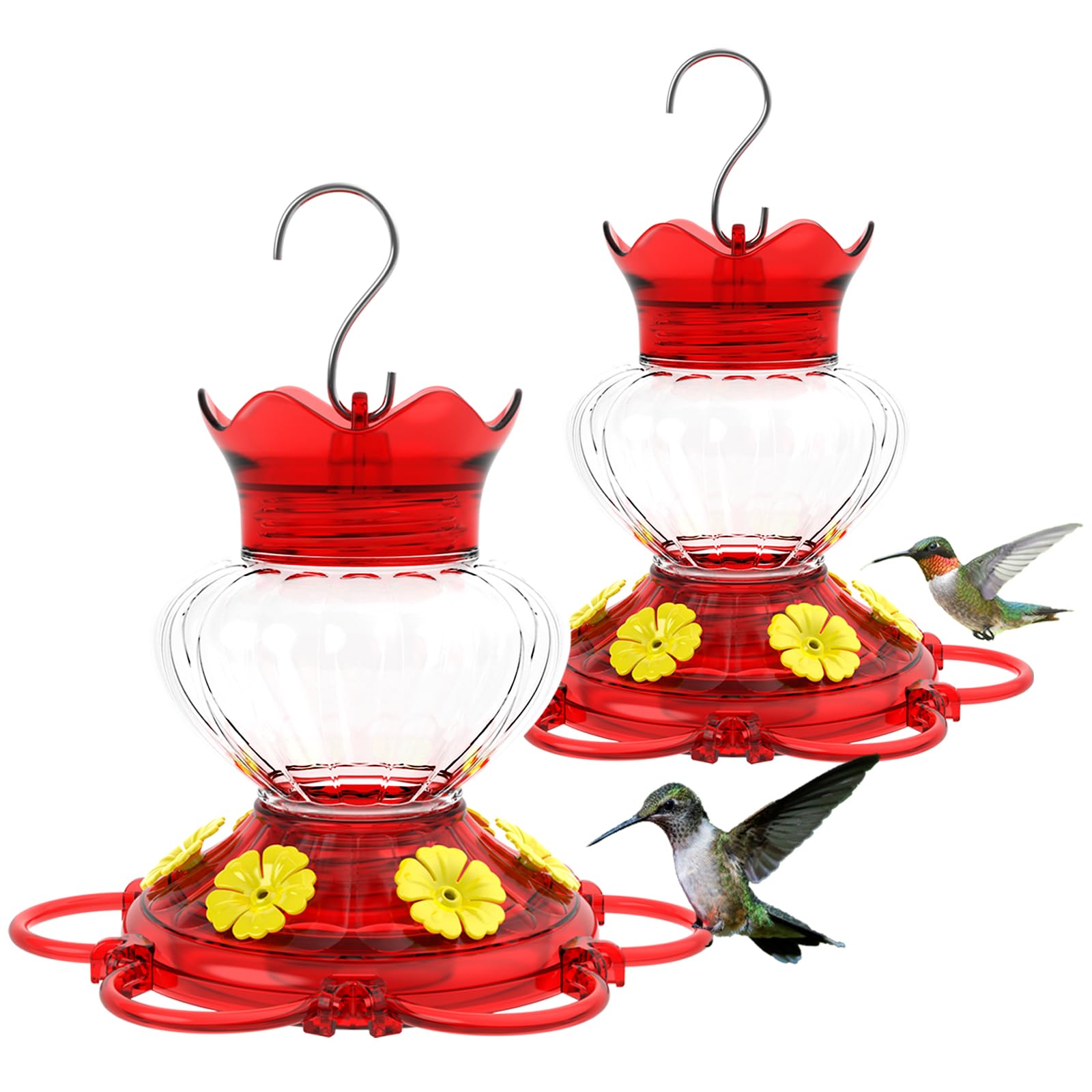 Top Xian 2-pack hummingbird feeders in use with multiple feeding stations.