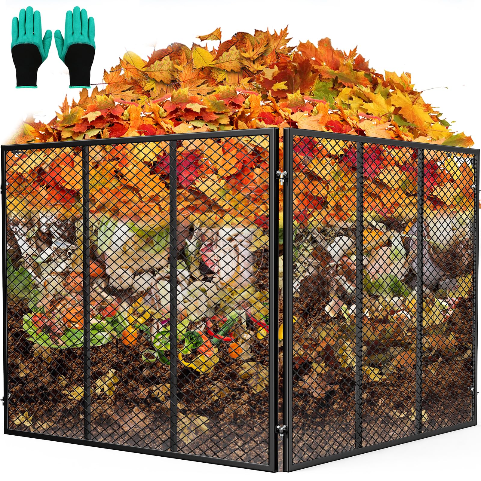 Top Xian large compost bin front view highlighting 172-gallon capacity for yard and kitchen waste.