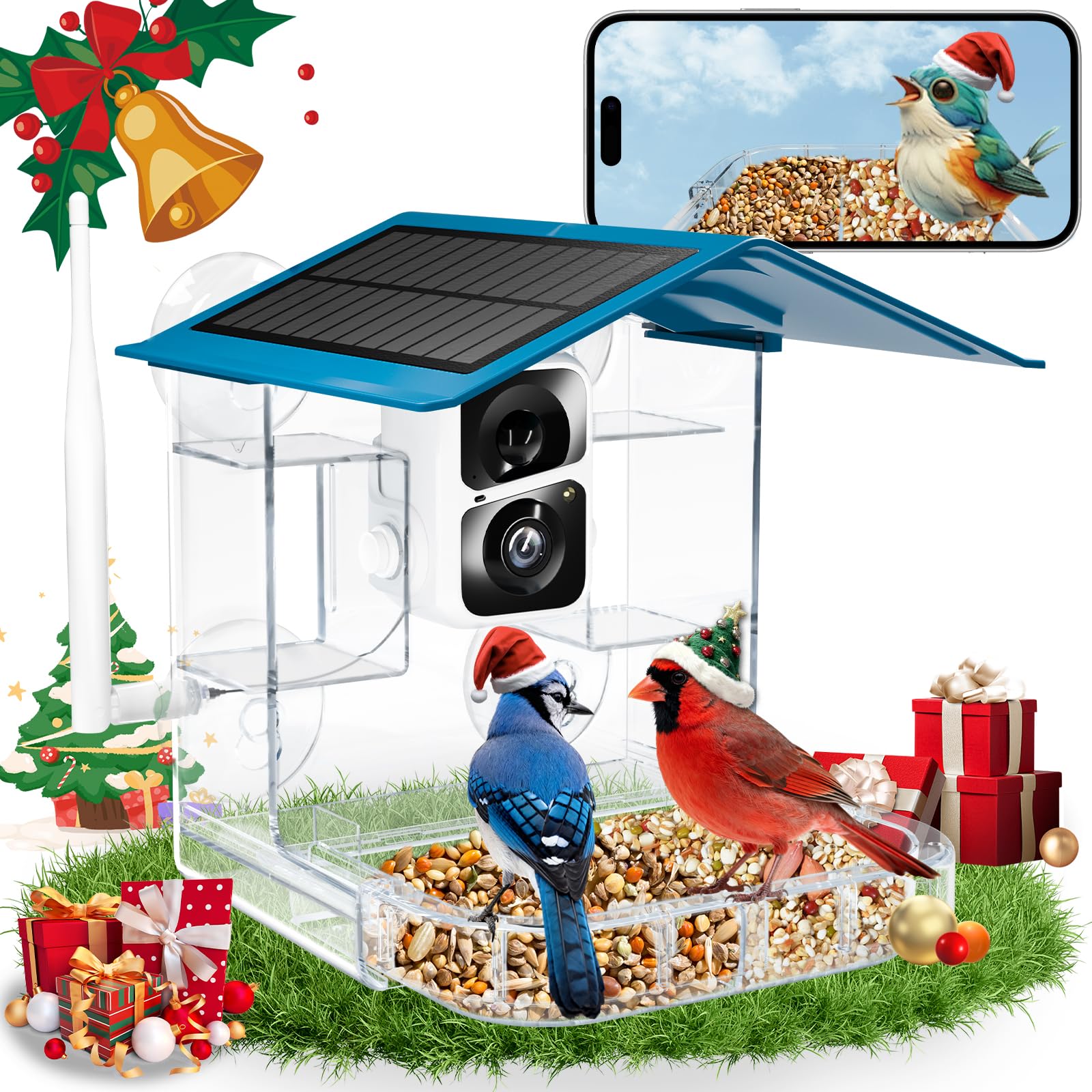 TOP XIAN Smart Bird Feeder Camera with 2K live view captures real-time avian visits