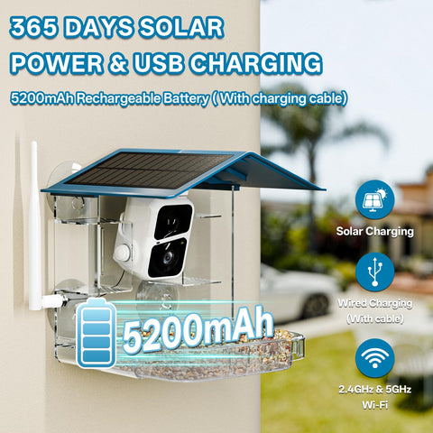 TOP XIAN Bird Feeder Camera alarm deters squirrels and protects your feed