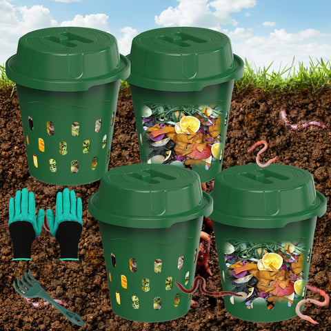 TOP XIAN Warm Farm inground composter with lid for odor-free garden waste recycling.