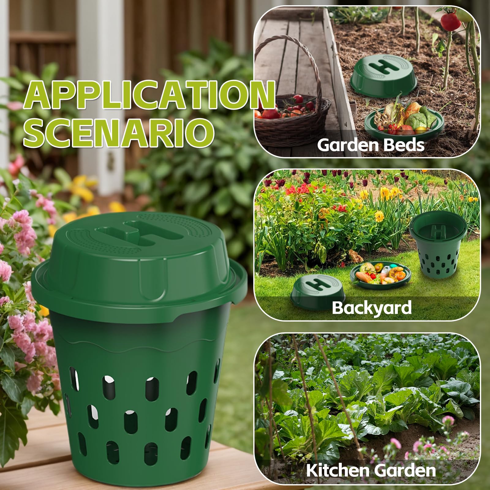 TOP XIAN Warm Farm ready-to-bury compost bin in a garden bed setup.