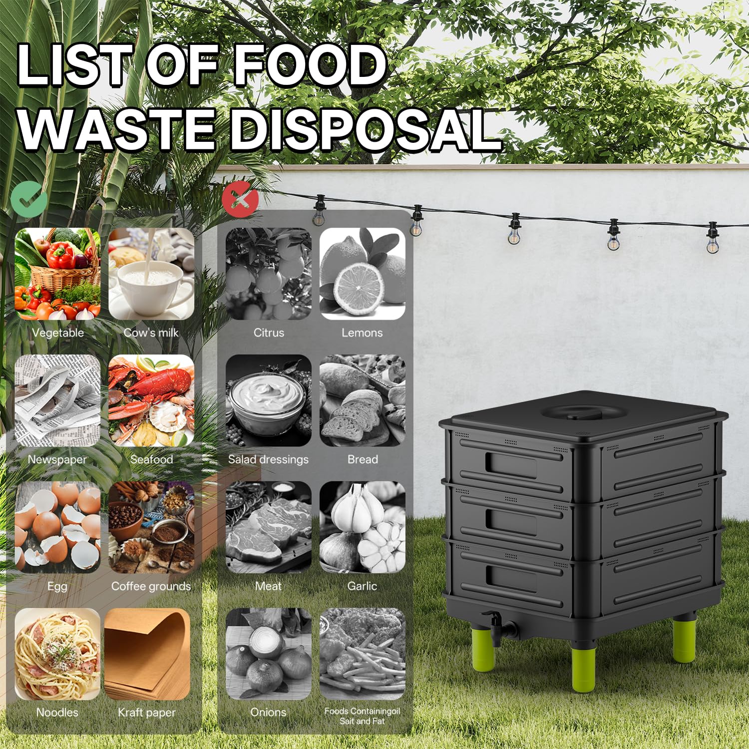 Outdoor-ready TOP Xian worm composter setup on a compact gardening space.