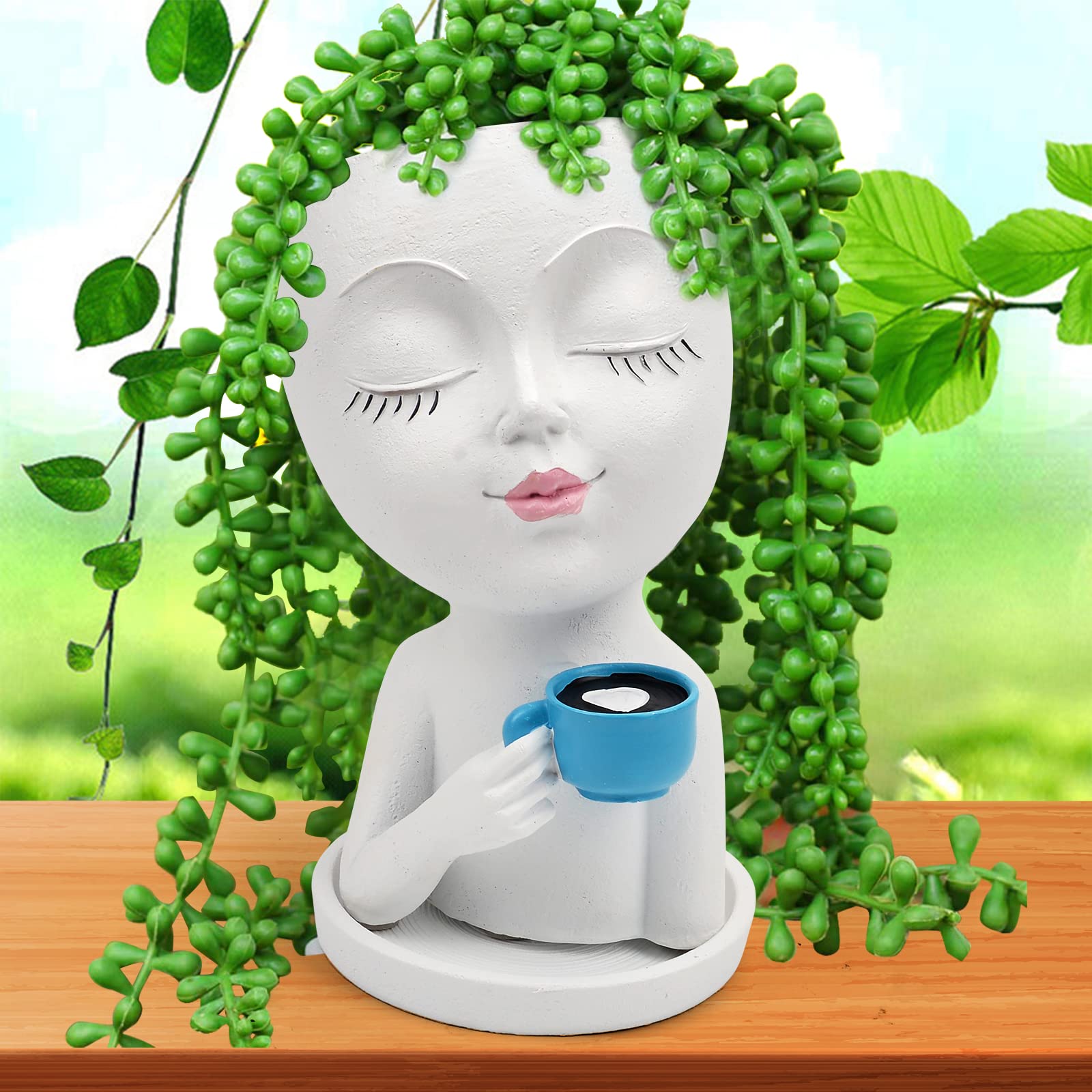 Toparad face planter with detachable tray catches excess water.