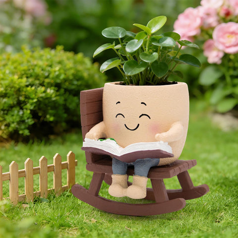 Toparad green living face planter enhances room decor with greenery.