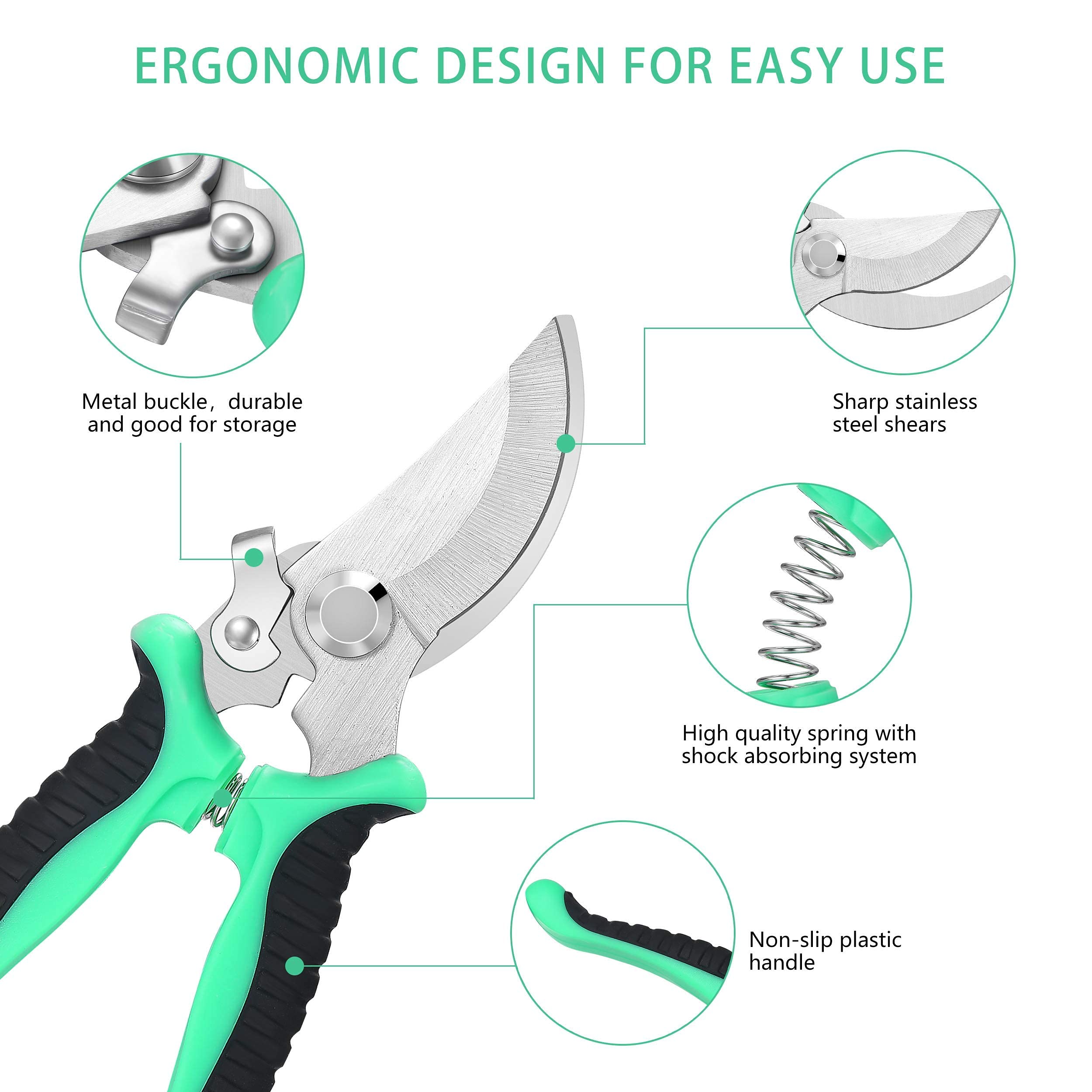 Topbooc stainless steel blades stay sharp for roses, herbs, and vegetables.