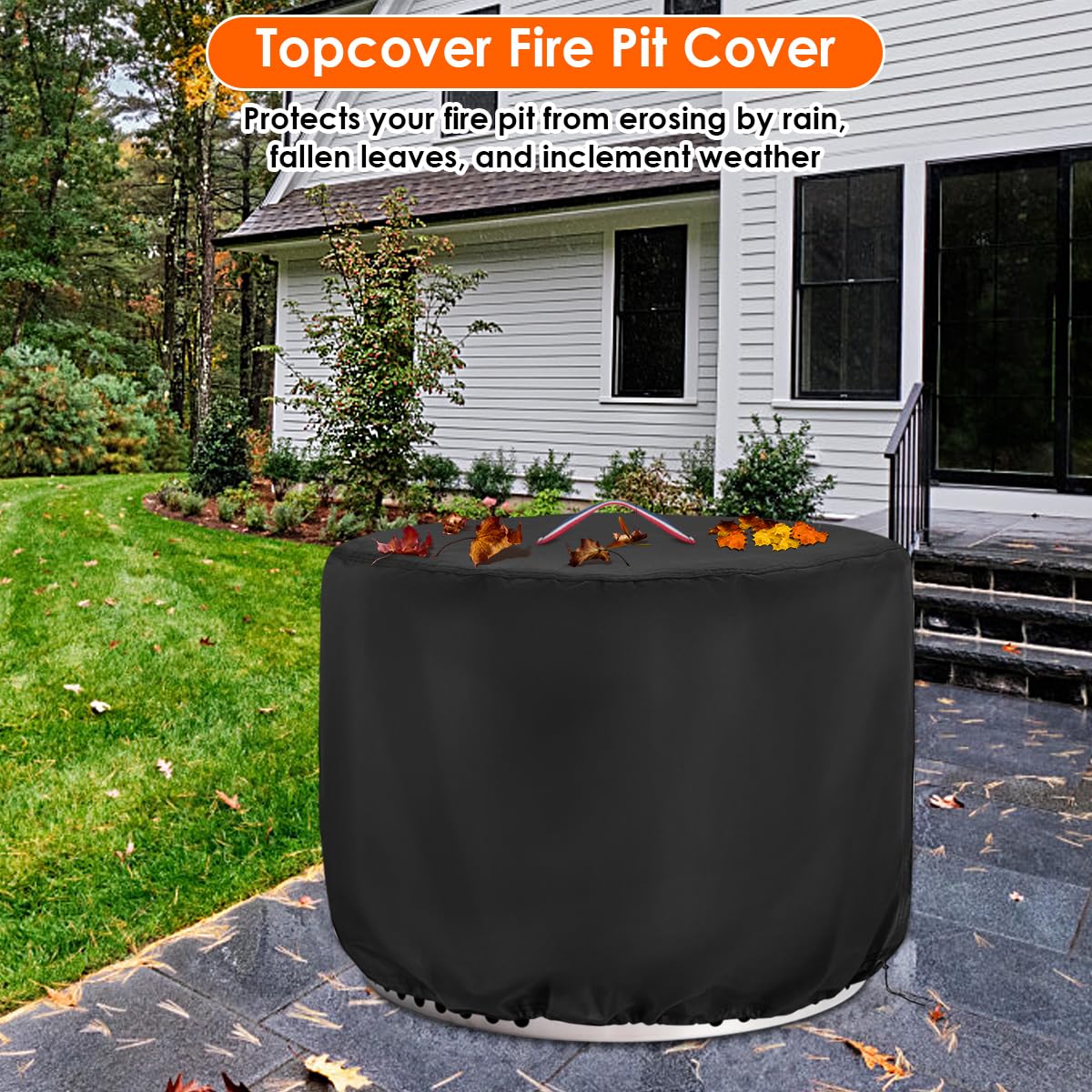 Topcover 30D x 24H cover fits round gas pits securely.