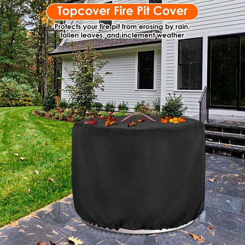 Topcover 30D x 24H cover fits round gas pits securely.