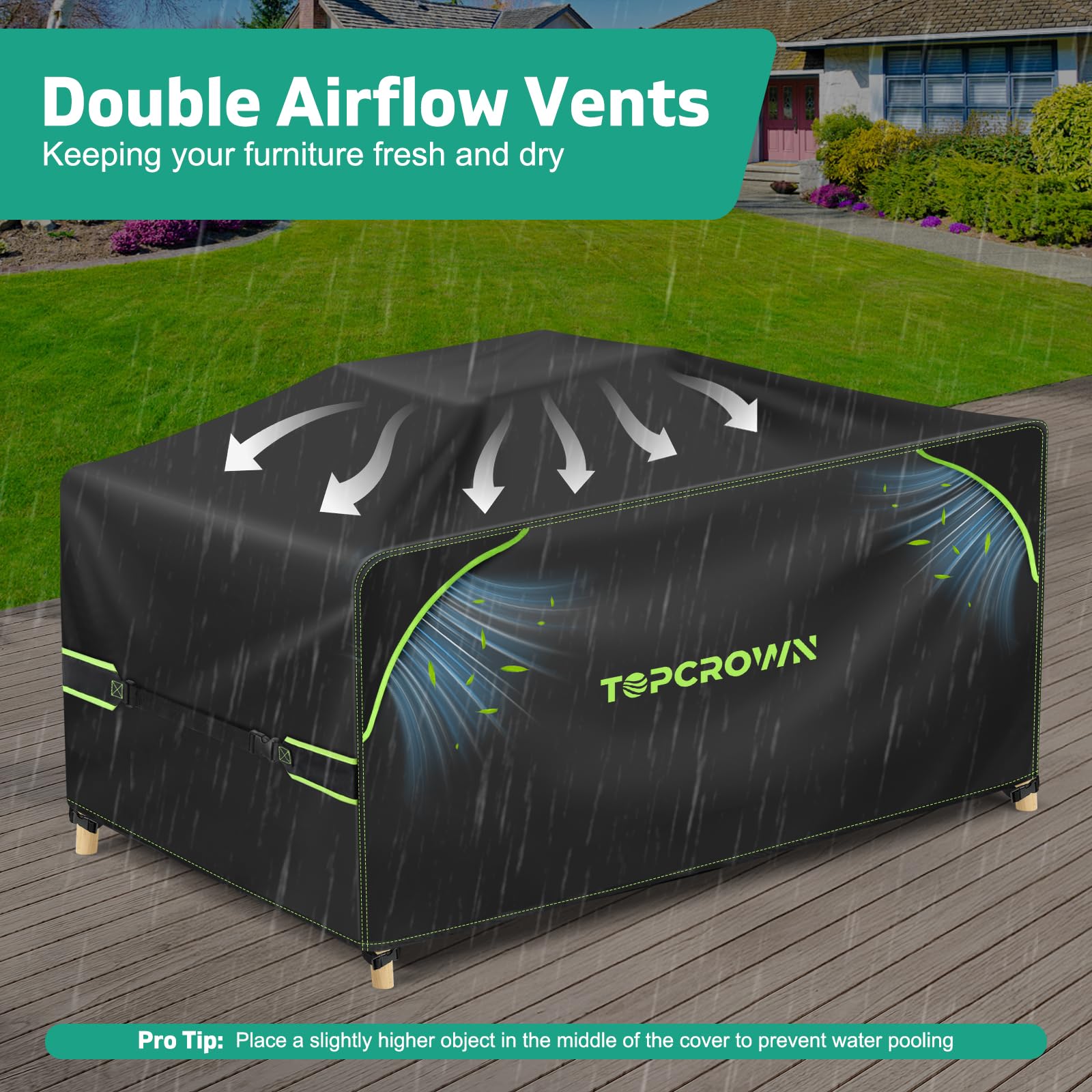 Topcrown cover showing double airflow vents reducing condensation.