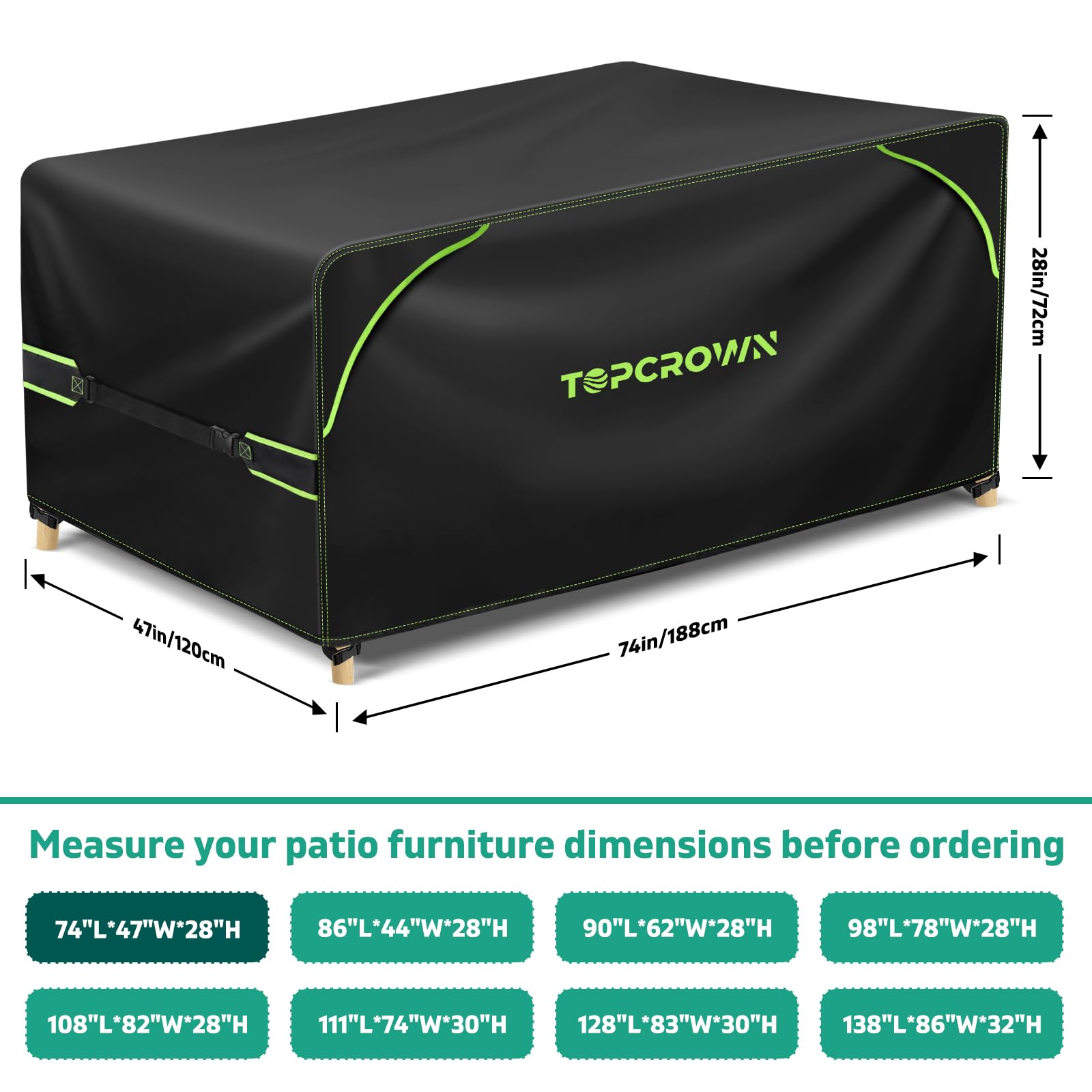 Topcrown 420D Oxford fabric close-up highlights water and sun resistance.