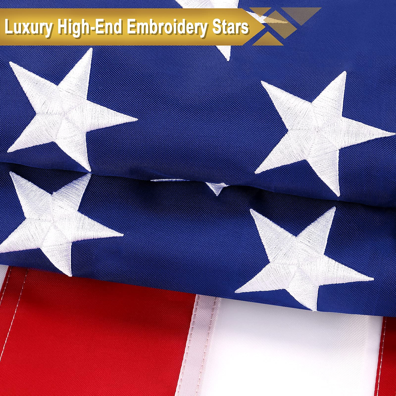 TOPFLAGS American flag with embroidered stars for premium detailing