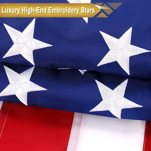 TOPFLAGS American flag with embroidered stars for premium detailing